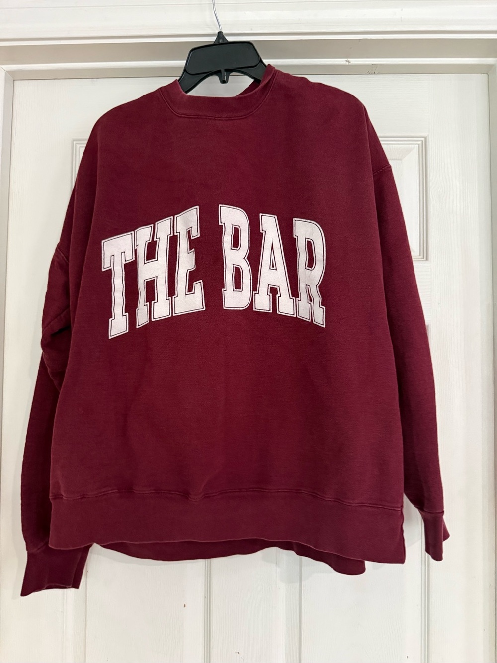 The Bar Maroon Crewneck Sweatshirt with White Lettering